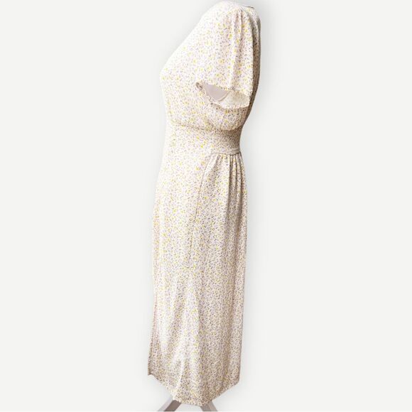 Cotton On Short Sleeve Floral V-Neck Flutter Sleeve Lined A-Line Midi Dress. XS. - Picture 3 of 12